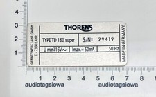Custom Thorens TD 160 SUPER Turntable Identification plate
