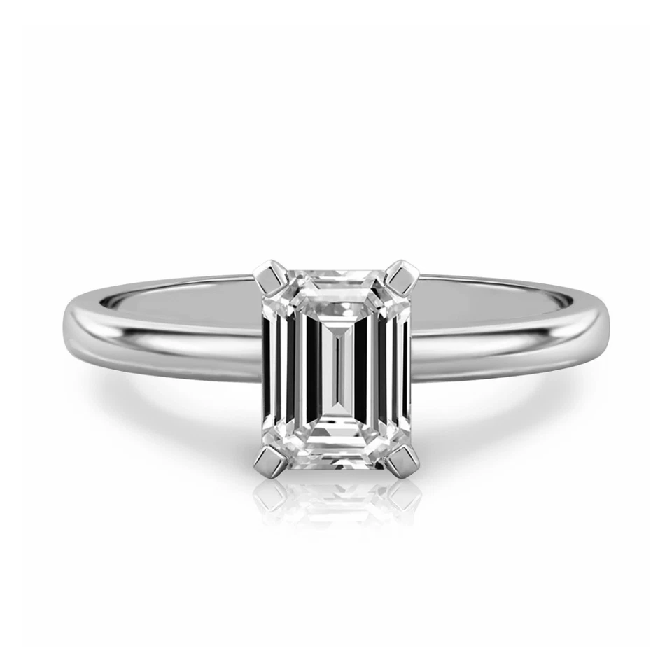 14K White Gold 1 Carat Lab Created Emerald Wedding Ring IGI Diamond E F VS - Image 3 of 4