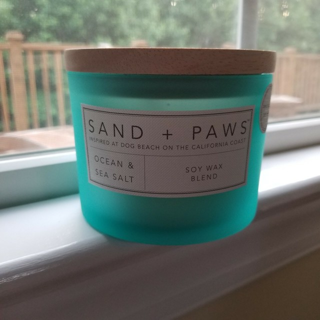 Sand and Paws Ocean Sea Salt Soy Wax Candle 12 oz Neutralizes Pet Odor