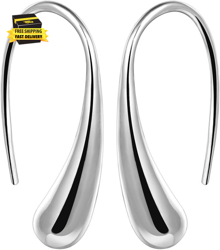Fashion Classic Sterling Silver Thread Drop Earrings,Teardrop Back Earrings (Whi