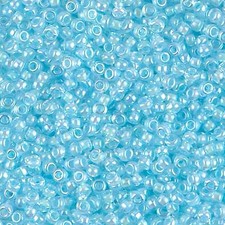 Miyuki Round Seed Beads Size 8/0, Aqua Blue Lined Crystal AB, 22 Gram Tube