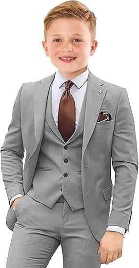 Traje para niños 3 piezas calce ajustado niños traje de esmoquin formal traje de boda blazer conjunto chaleco Foto 4 de 4