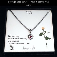 Gift For My Sister Vintage Inspired Pink Heart Charm Necklace - Message Card