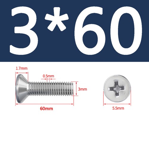 M3 M4 M5 A2 Stainless Steel Phillips Countersunk Flat Head Screw Long 4mm-100mm - Picture 34 of 84