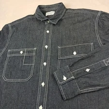 Giordano Small Mens Shirt Denim Long Sleeve Button Up Relaxed 21x27