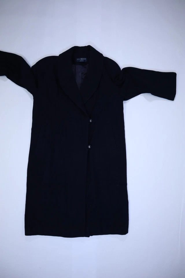 Abrigo de lana vintage JG Hook Petite para mujer azul marino doble botonadura 8P Foto 3 de 4