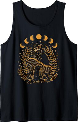 Cottagecore Dark Academia Aesthetic Mushroom Moon Witchy Tank Top