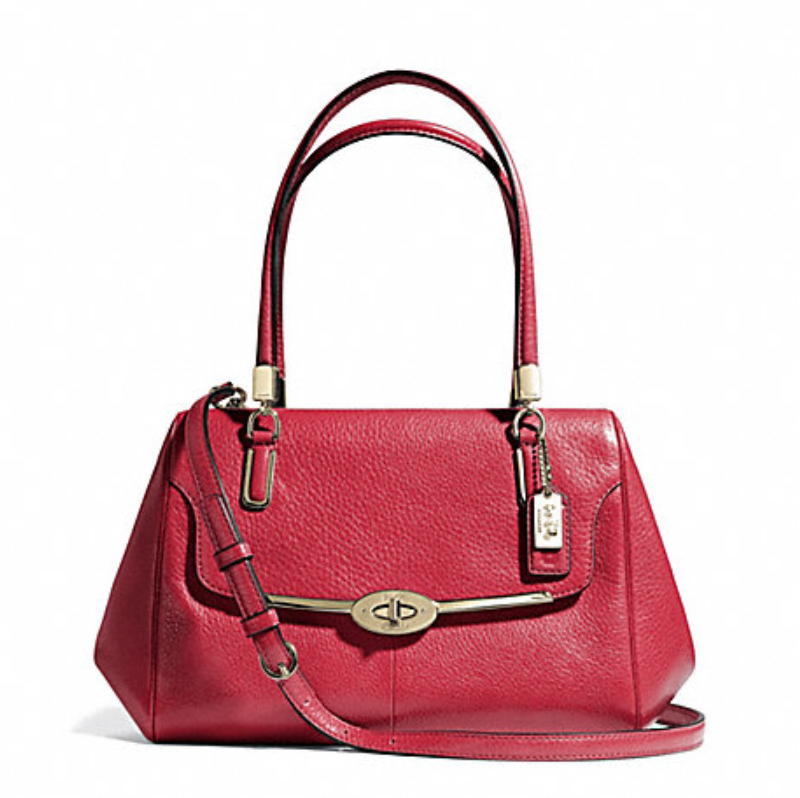 Coach Madison Leather Small Madeline East West Satchel Li Scarlet  