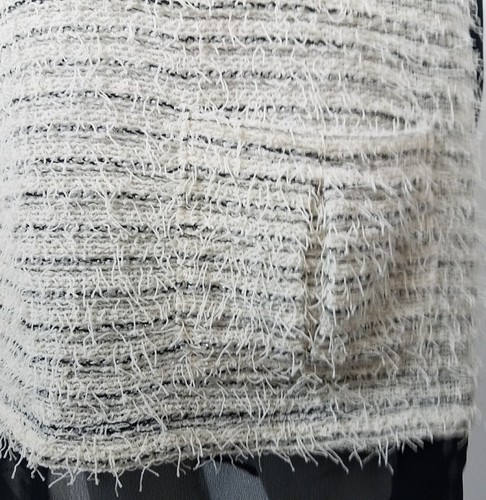 Princess Vera Wang Black Ecru Textured Top Size Small Sheer Pockets Chain Link - Picture 2 of 10