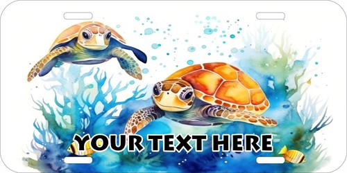 TURTLE TURTLES DESIGN YOUR OWN ASSORTED UV PRINTED METAL LICENSE PLATE V - Picture 4 of 4