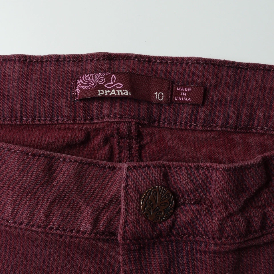 Prana 女式葡萄酒勃艮第栗色 10 码裤子 32 X 28 锥形棉瑜伽 — 第 3/4 张图片
