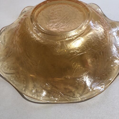Carnival Glass Dish Yellow Gold Floral 9.5in Diameter - Picture 5 of 13