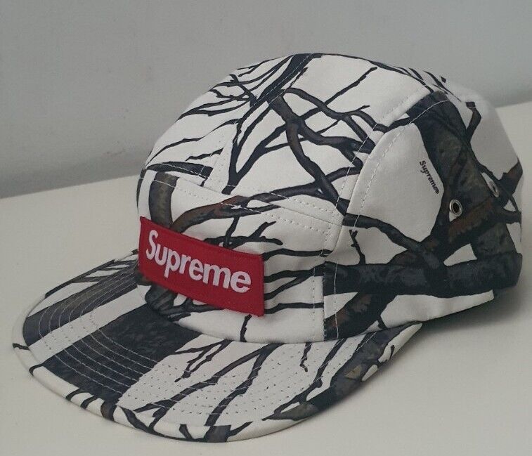 FW12 Supreme Tree Camo Camp Cap White Hat Red Box Logo FW12 Supreme Tree Camo Camp Cap White Hat Red Box Logo