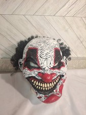 Killer Clown Mask Cosplay Costume Horror Halloween Macabre Demon Red Paint Hair