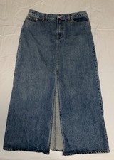 GAP Jeans Skirt Womens Blue Denim Jean Long Maxi Front Slit 5 Pocket Y2K Size 14