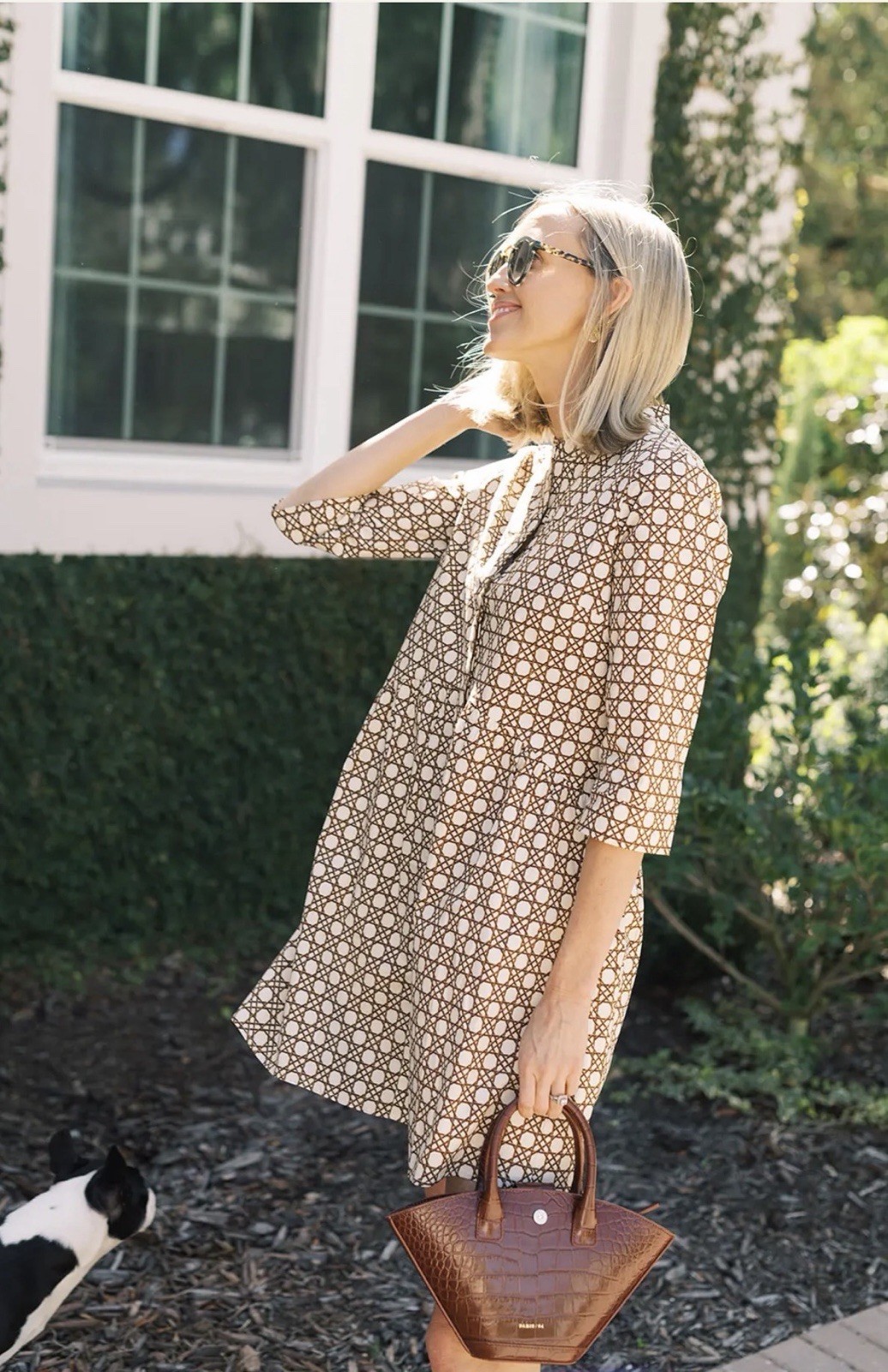 Tuckernuck Dress S Birch Cane Royal Shirt Dress Brown Cream Preppy Southern
