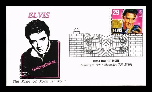 US COVER ELVIS PRESLEY ROCK N ROLL LEGENDS OF MUSIC FDC HAND COLORED 5 OF 13