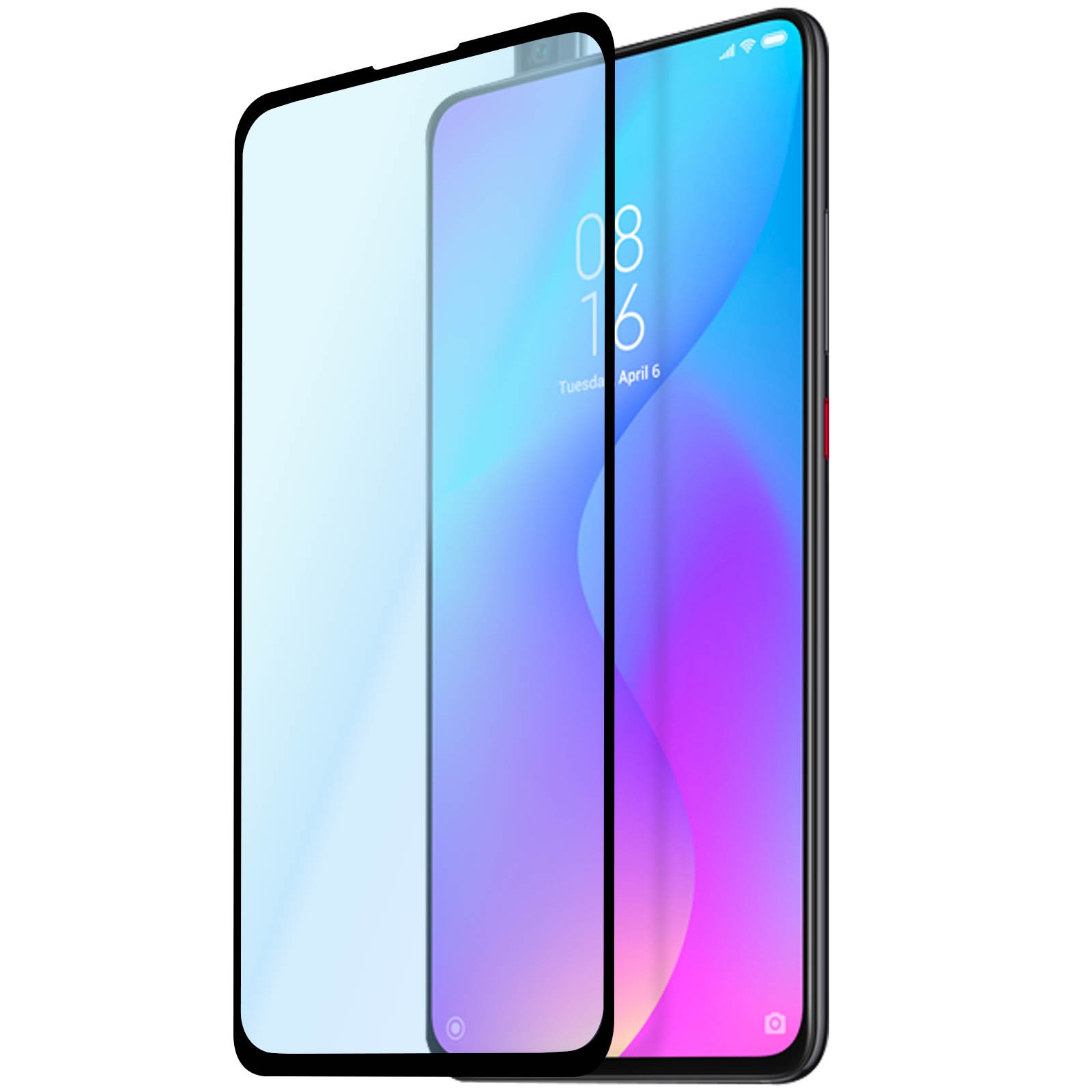Protection écran Xiaomi Mi 9T verre trempé avec applicateur cadre de centrage noir