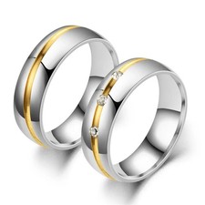 Trendy Stainless Steel Couple Rings For Men Women Inlay Rhinestones Zirconia Rin