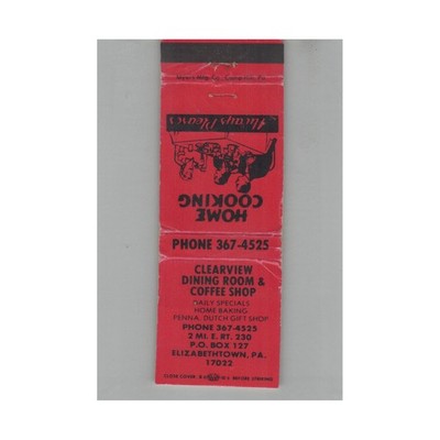 Matchbook Cover Clearview Dining Room & Coffee Shop Elizabethtown PA #7