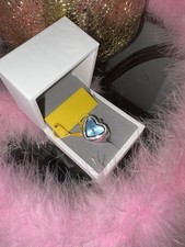 Silver Blue Heart-Shaped Cocktail Ring Love Theme Heart Style with Gift Box