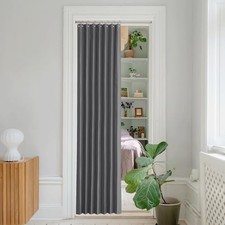 Accordion Blackout Door Curtains for Doorway, Thermal Insulated Closet Cur