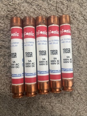 Trionic TRS5R 5A 600V AC DC Dual Element Time Delay Fuse lot of 5