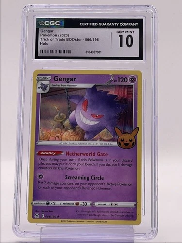 GENGAR 2023 POKEMON LOST ORIGIN TRICK TRADE BOOSTER HOLO 066/196 CGC 10 Q1219