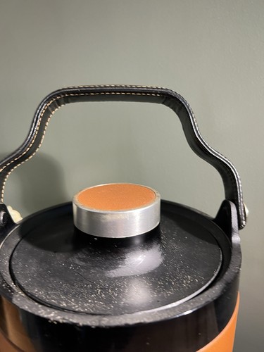 VINTAGE RETRO RED SPARKLETS ICE BUCKET WITH CREST & TONGS - Picture 5 of 10