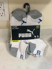 Men Puma Cushioned 6 PACK TRAINING Quarter Socks Shoe 8-12 white/Gray/blue/red