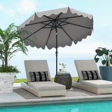 9Ft Patio Umbrella with Crank, 2-Tier Outdoor Umbrella with Push Button Tilt