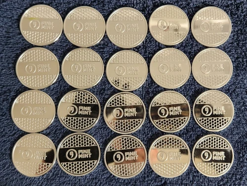 Lot of 20 1 oz 9 Fine Mint silver honeycomb rounds