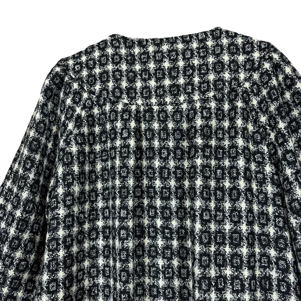 Walter Tweed Boucle Geo Pocketed Buttoned Coat Jacket Black Gray Cream Size 2 - Image 4 of 4