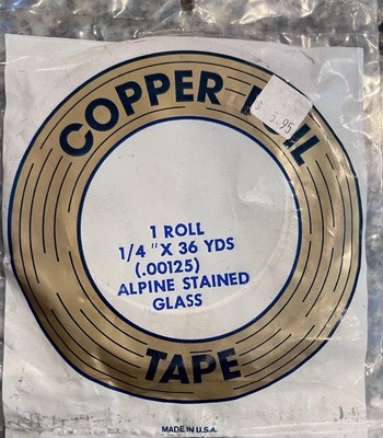 New 1 Roll 1/4 x36 Yards EDCO Copper Foil for Alpine Stained Glass. Made In USA