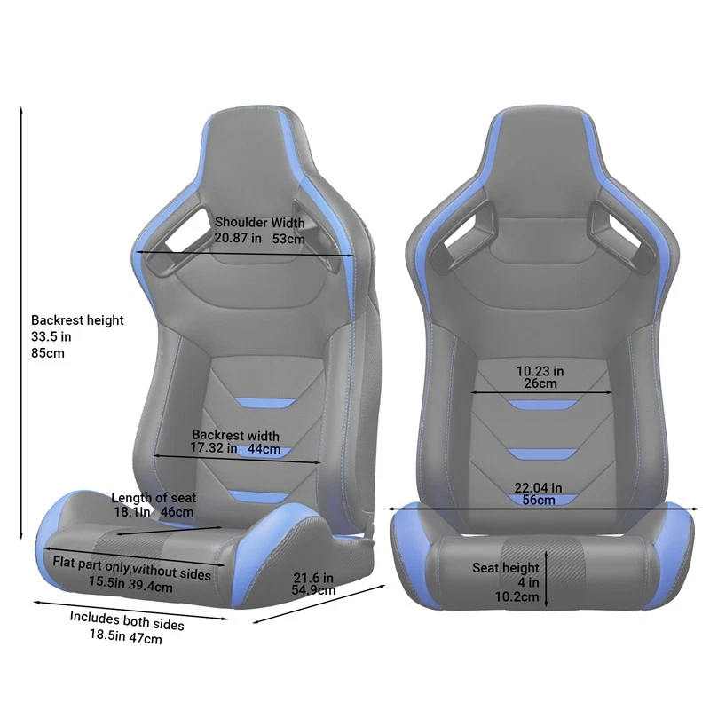 2 piezas Asientos de carreras reclinables para Subaru PVC cuero con asientos de cubo de doble deslizamiento Foto 2 de 4