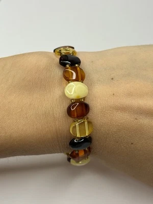Genuine Baltic Amber Stone Bracelet.Natural MULTIcolor Amber Stone Bracelet. - Image 1 of 4