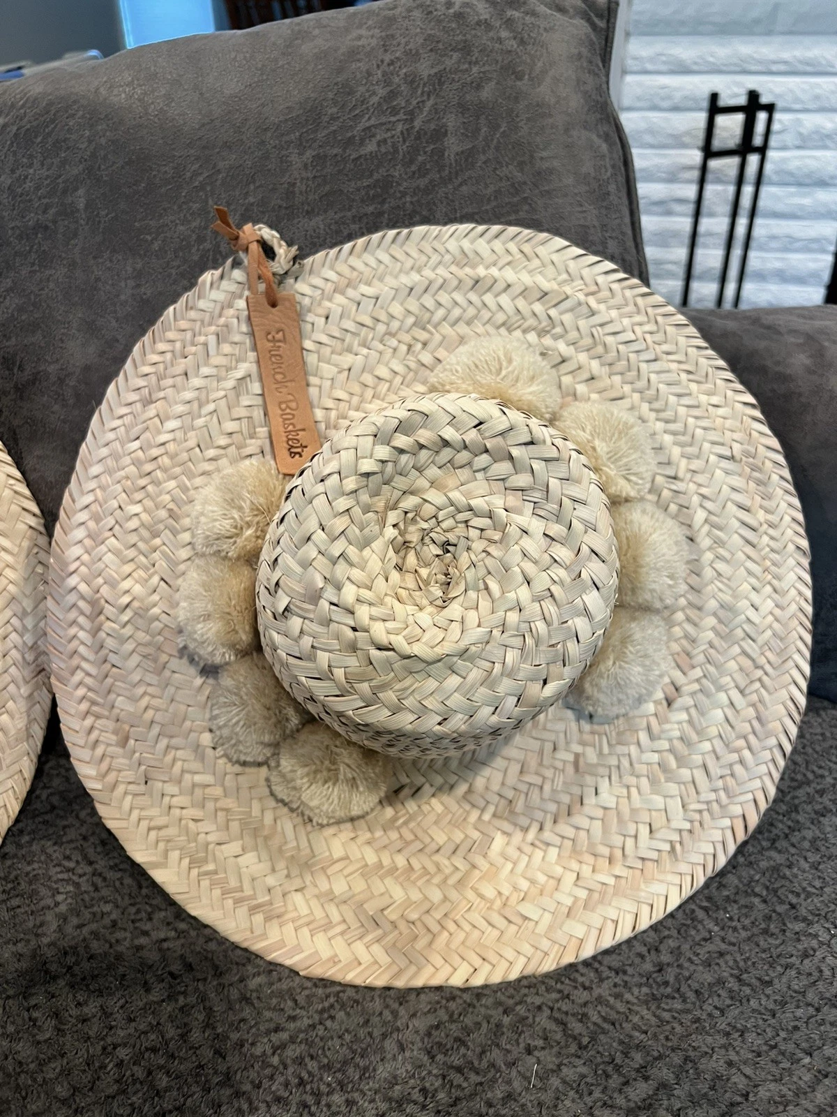 Hat Beach Sun French Straw Sun Hat Pom Pom