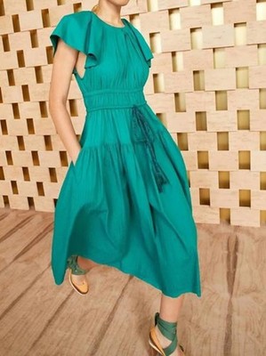 Ulla Johnson Darlene Dress Cotton Veridgris Midi Size 2
