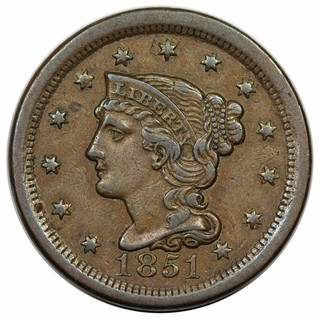 1851 Braided Hair Large Cent N 30