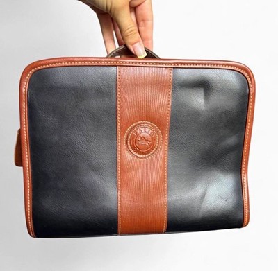 Palio Black/Brown Genuine Leather Trim Bag, Top Handle and Crossbody Strap Hooks