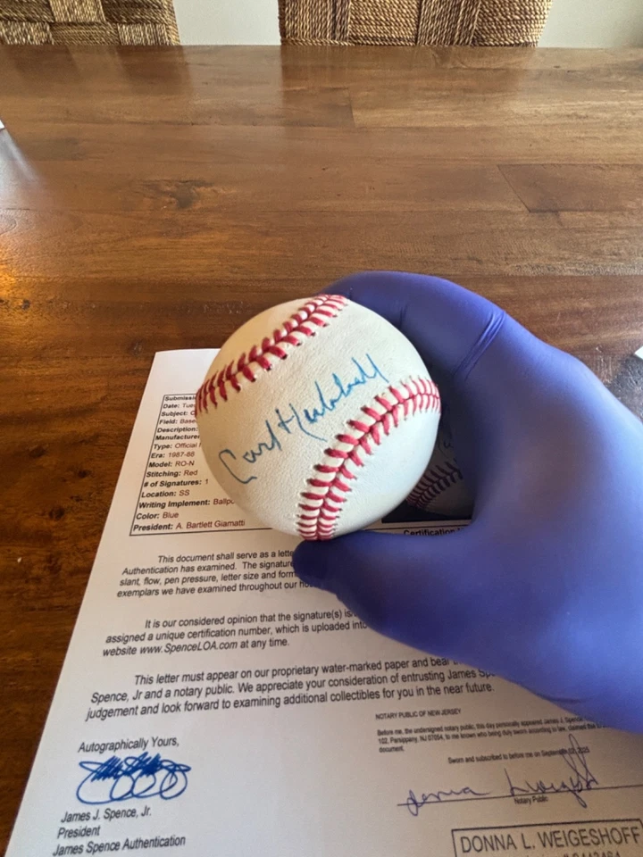 Carl Hubbell signed official NL ball (Giamatti) JSA LOA COA newly authenticated - Image 3 of 4