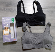 Puma 2 Pack Square Neck Sports Bra Womens X-Large Black/Gray