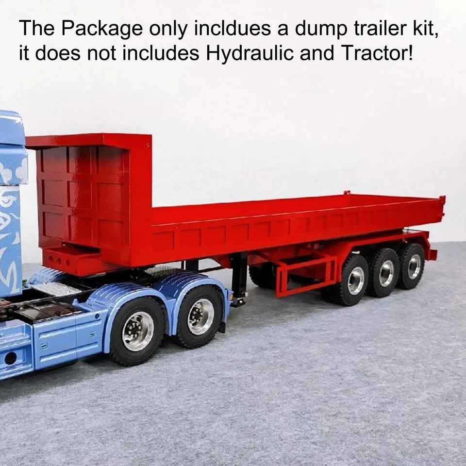 1/14 Metal 3Axles RC Dump Trailer Electric Legs Lights W/O Hydraulic System - Image 4 of 4