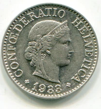 Switzerland 10 Rappen 1933  KM-27b  lotdec3871