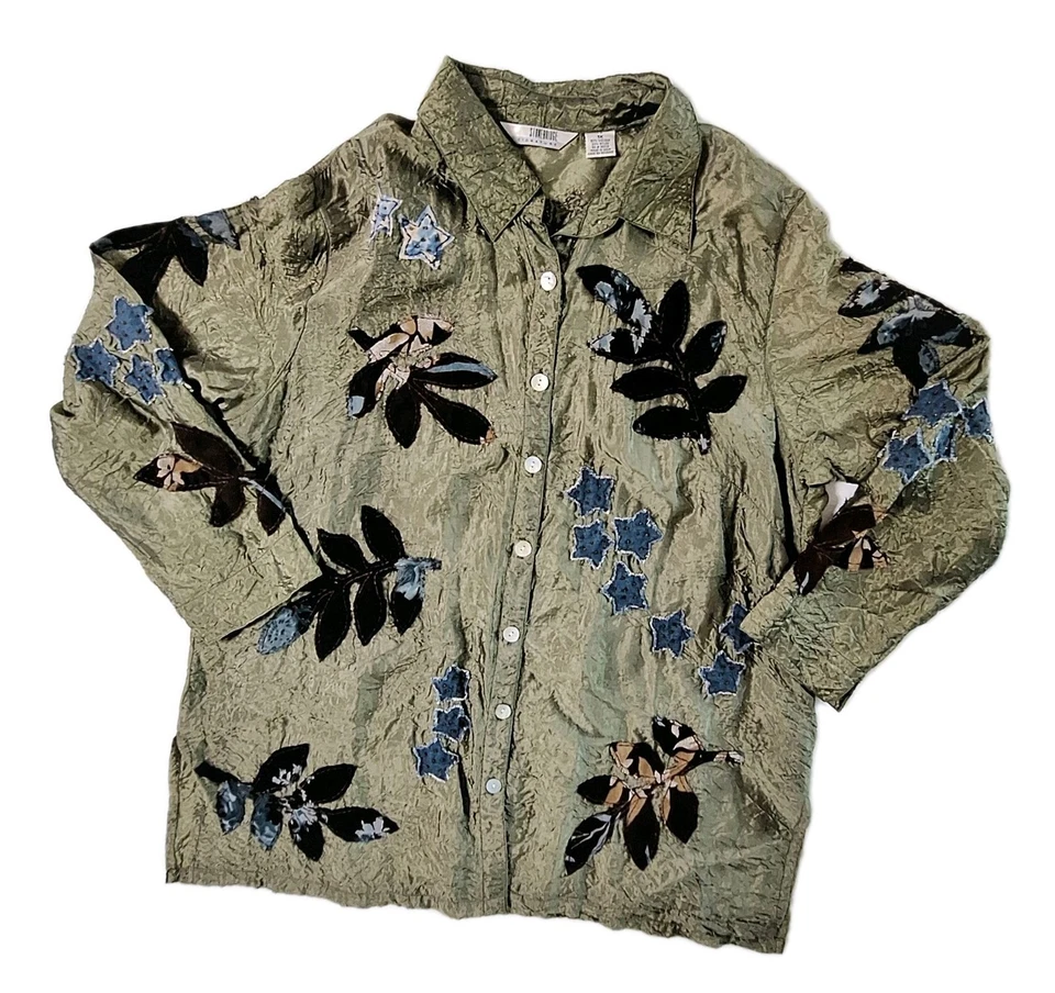 Túnica Stonebridge de colección abotonada 1X aplique de retazos de hadas del bosque semi transparente  Foto 2 de 4