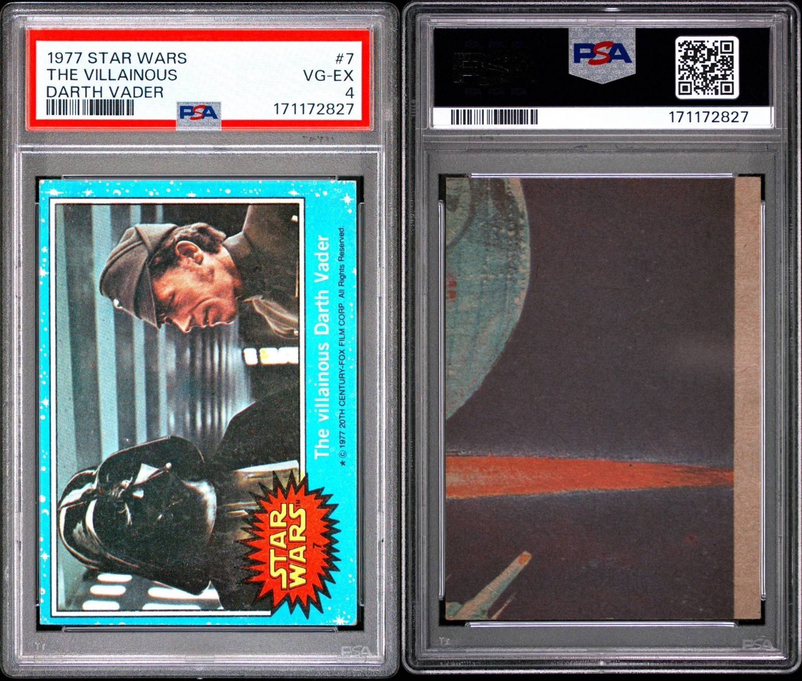 1977 Topps Star Wars Blue Series - The Villainous Darth Vader #7 PSA 4 view 7