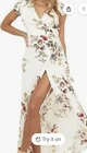 Showpo Floral Wrap Maxi Dress Sz 12 White Red V Neck Boho Prairie Cottagecore