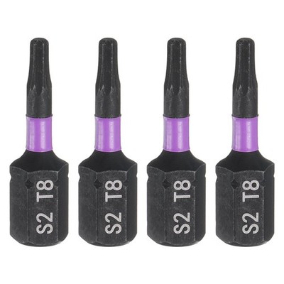 4 Stück T8 Torx Schraubendreher Bit 1/4'' Sechskant Schaft 1'' Länge Magnetisch