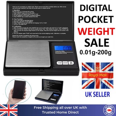 Digitale Taschenwaage 0,01g-200g Schmuck Goldwaage Mini Gramm Waage LCD Tara