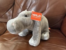 NEW WILD REPUBLIC Hippopotamus Gray Stuffed Toy Stuffie Plush Soft Mid-size NWT